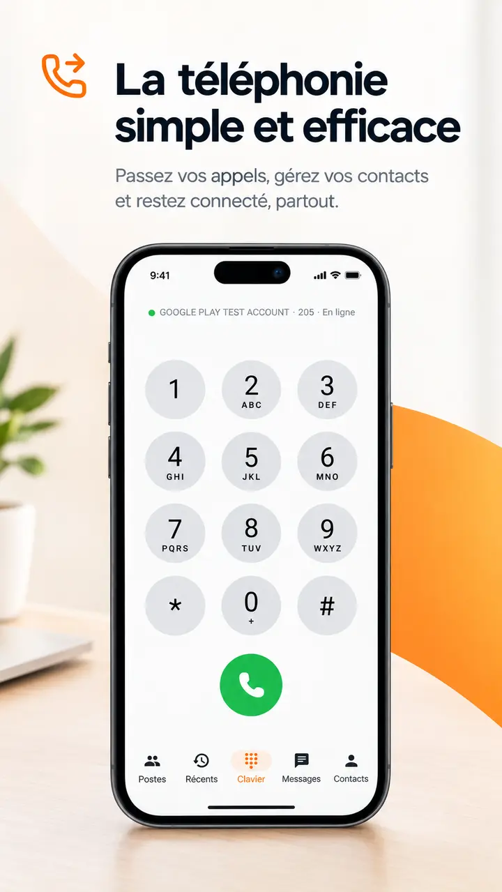 Clavier de l’application mobile Clemento Softphone, poste connecté