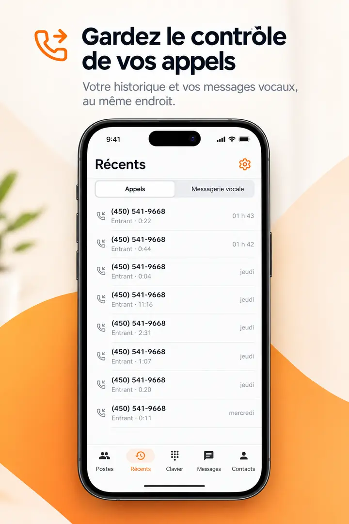 Historique des appels et messagerie vocale visuelle dans l’application mobile
